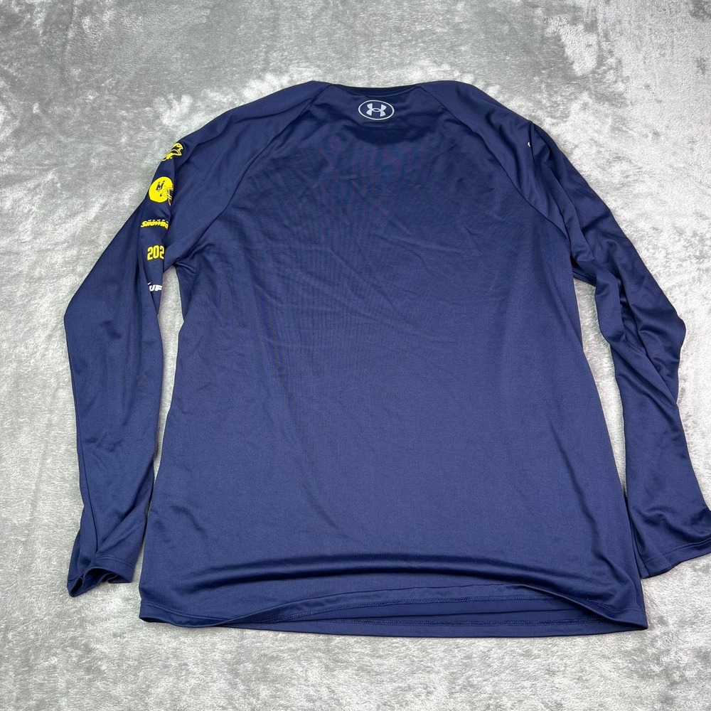 Under Armour Memphis Showboats UFL Navy Blue Tech‎ Long Sleeve Shirt Mens Large - Picture 2 of 11